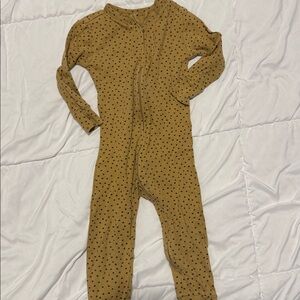 Old Navy Mustard Onesie with Black Dots